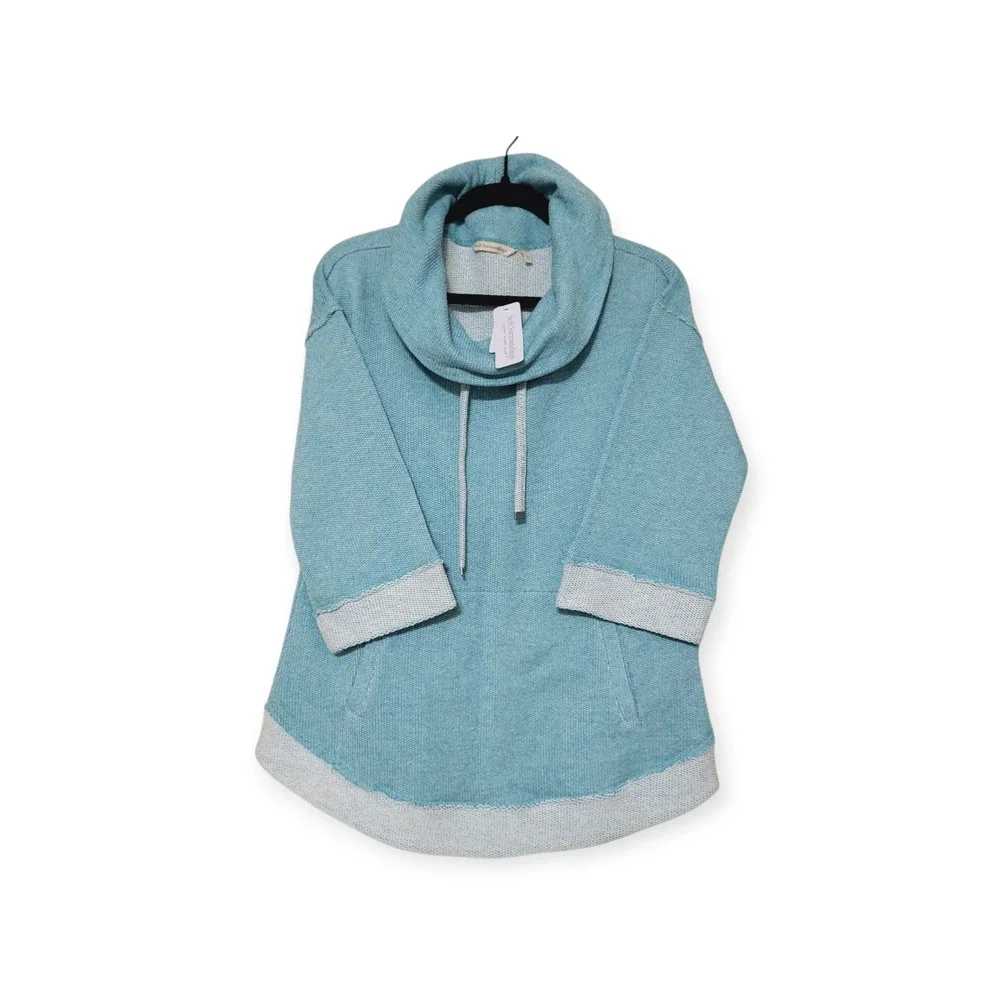 Soft Surroundings Size S NWT Santorini Shores Cowl Neck Sweater Teal Blue Terry - Picture 6 of 6